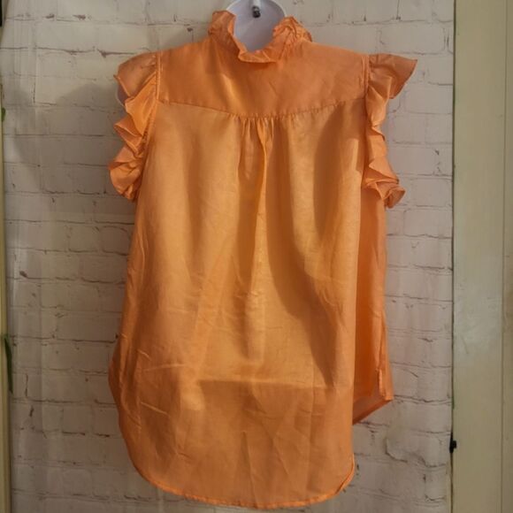 NWT 7 For All Mankind Orange Silk Blend Sleeveless Blouse Sz.XS $168 - Picture 5 of 9